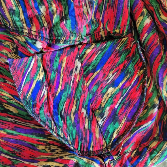 Ann May Women's Multi-color Long Sleeve Silk Collared Button-Up Shirt Size M - Picture 8 of 8